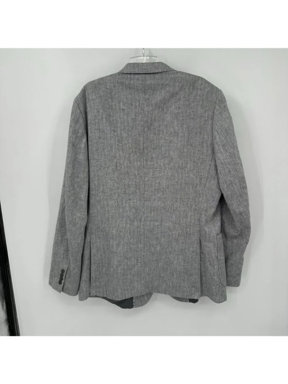 STAFFORD jacket blazer sport coat gray 48L classic fit linen cotton business